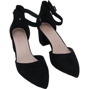 Black Suede Ankle Strap Heels